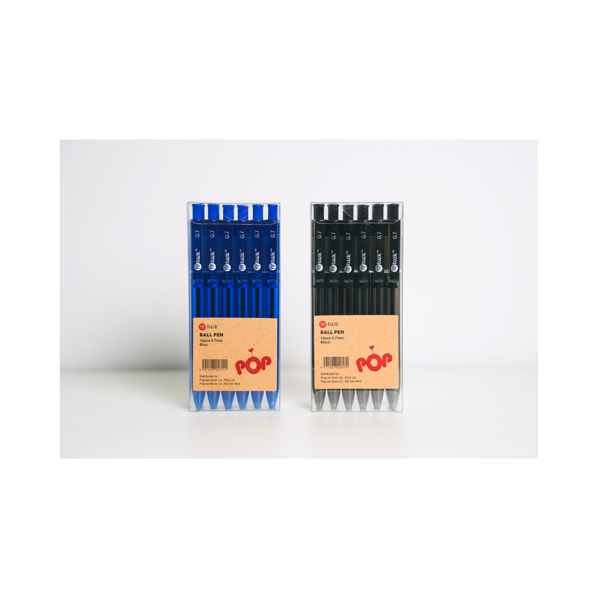 Pop Bazic Ball Pen 0.7mm 12s Black