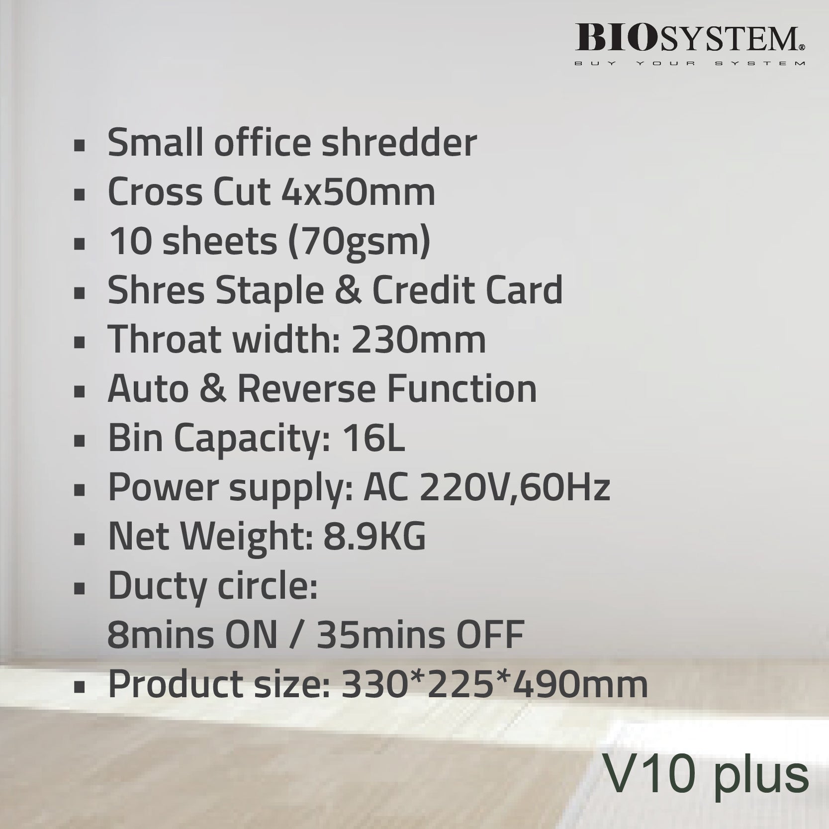 Biosystem Shredder V10 Plus 