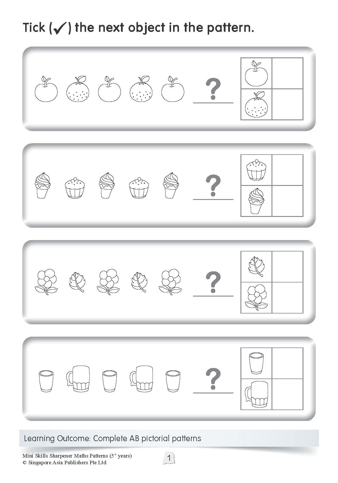K1 - Mini Skills Sharpener MATHS PATTERNS (5+ Years)