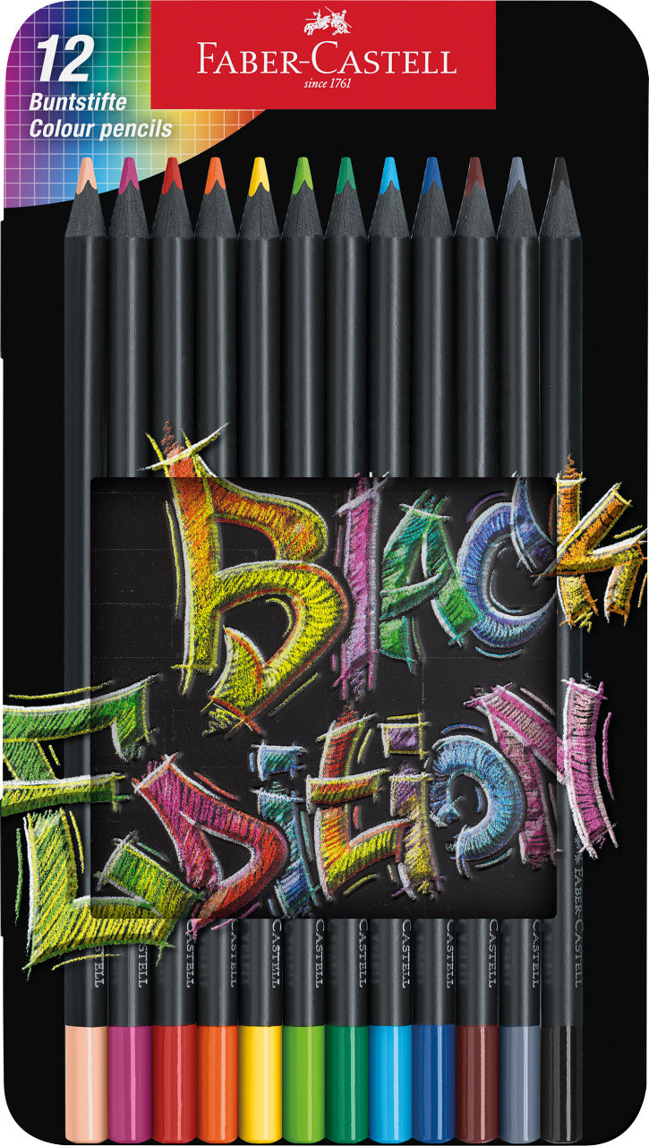 Faber-Castell Black Edition Colour Pencils, Tin of 12 - 116413