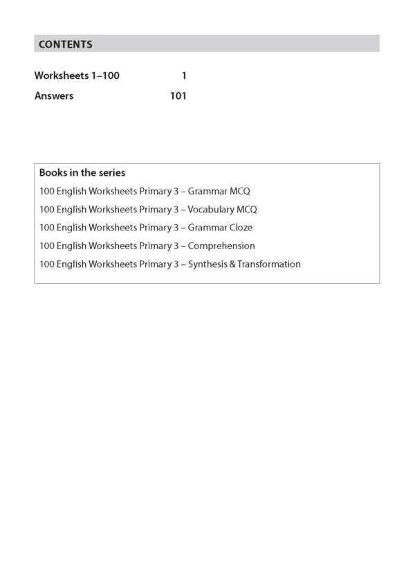 100 English Worksheets Primary 3 – Synthesis & Transformation