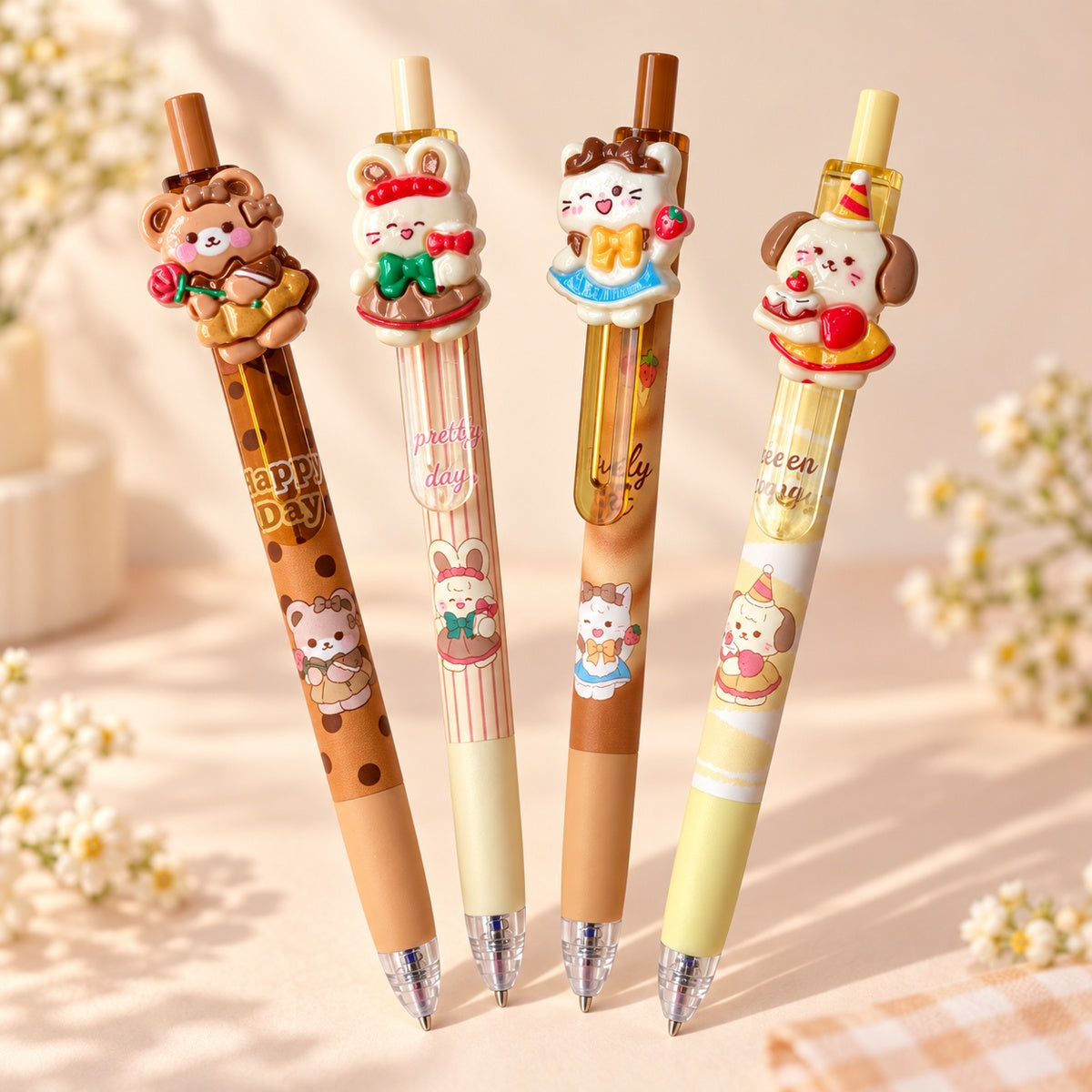  Happy Day Animal Erasable Gel Pen 0.5mm - 4 Assorted Design 