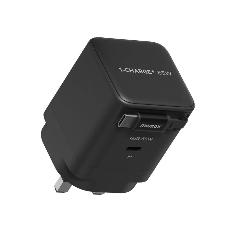 Momax 35W GaN Charger with Retractable USB-C Cable (Black)
