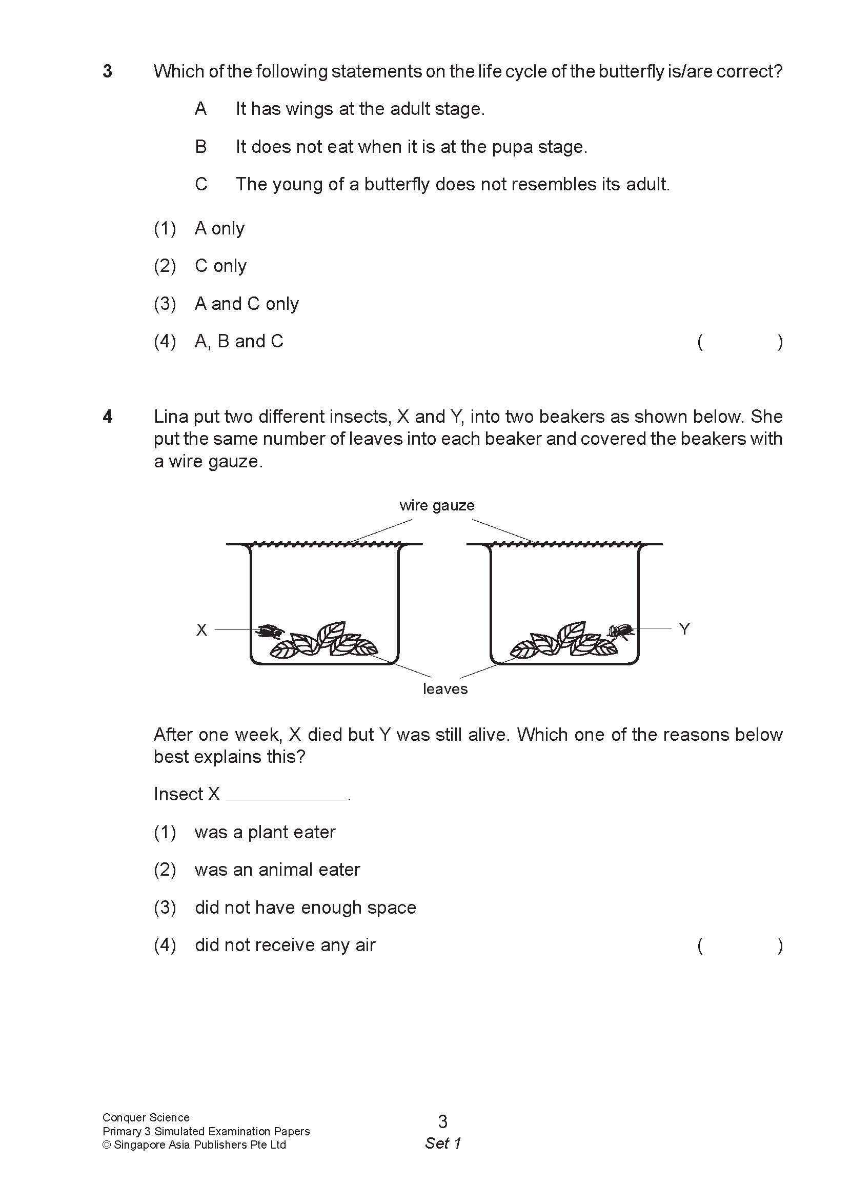 Conquer Science Primary 3 – Simulated Examination Papers