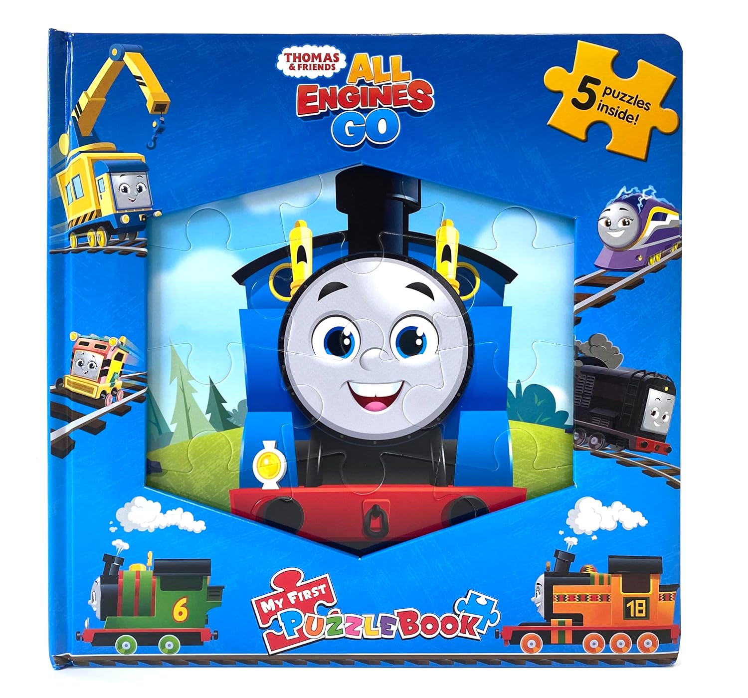 Thomas All Engines Go My First Puzzle Book - Jigsaw Puzzles For Kids (10-Page Board Book, 5 Puzzles) – Novelty Book