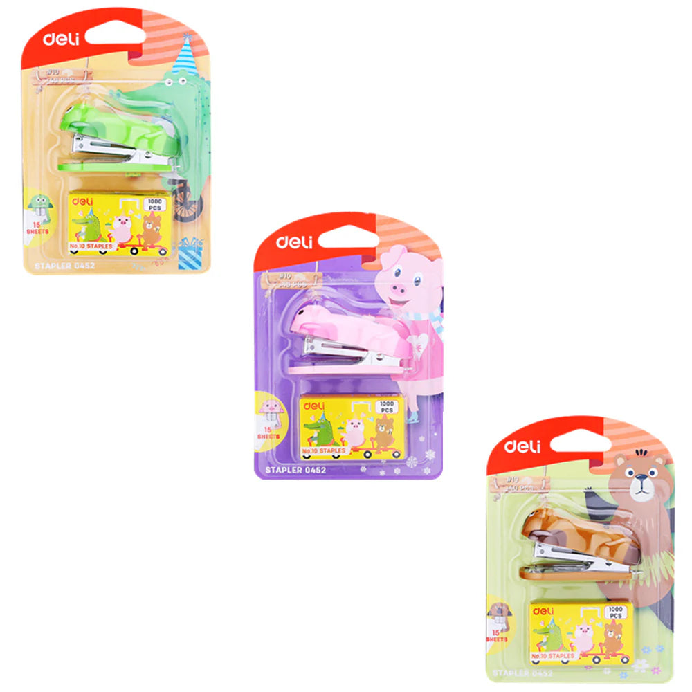 DELI MINI STAPLER SET (ASSORTED DESIGNS)
