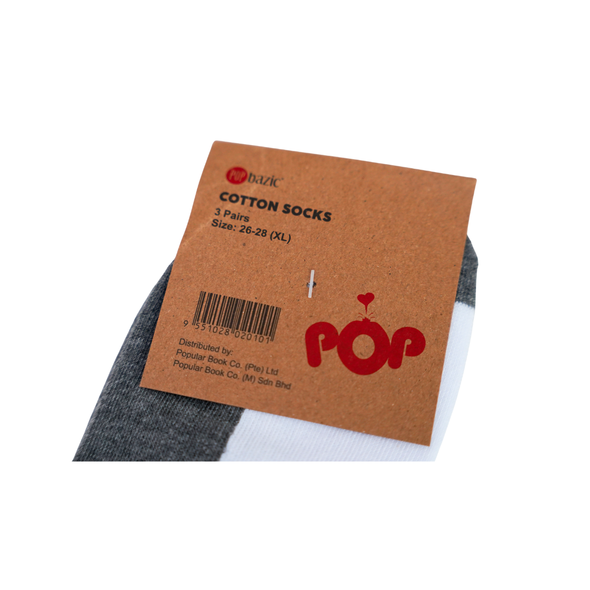 Pop Bazic School Socks 3 Pair (XL 26-28) 