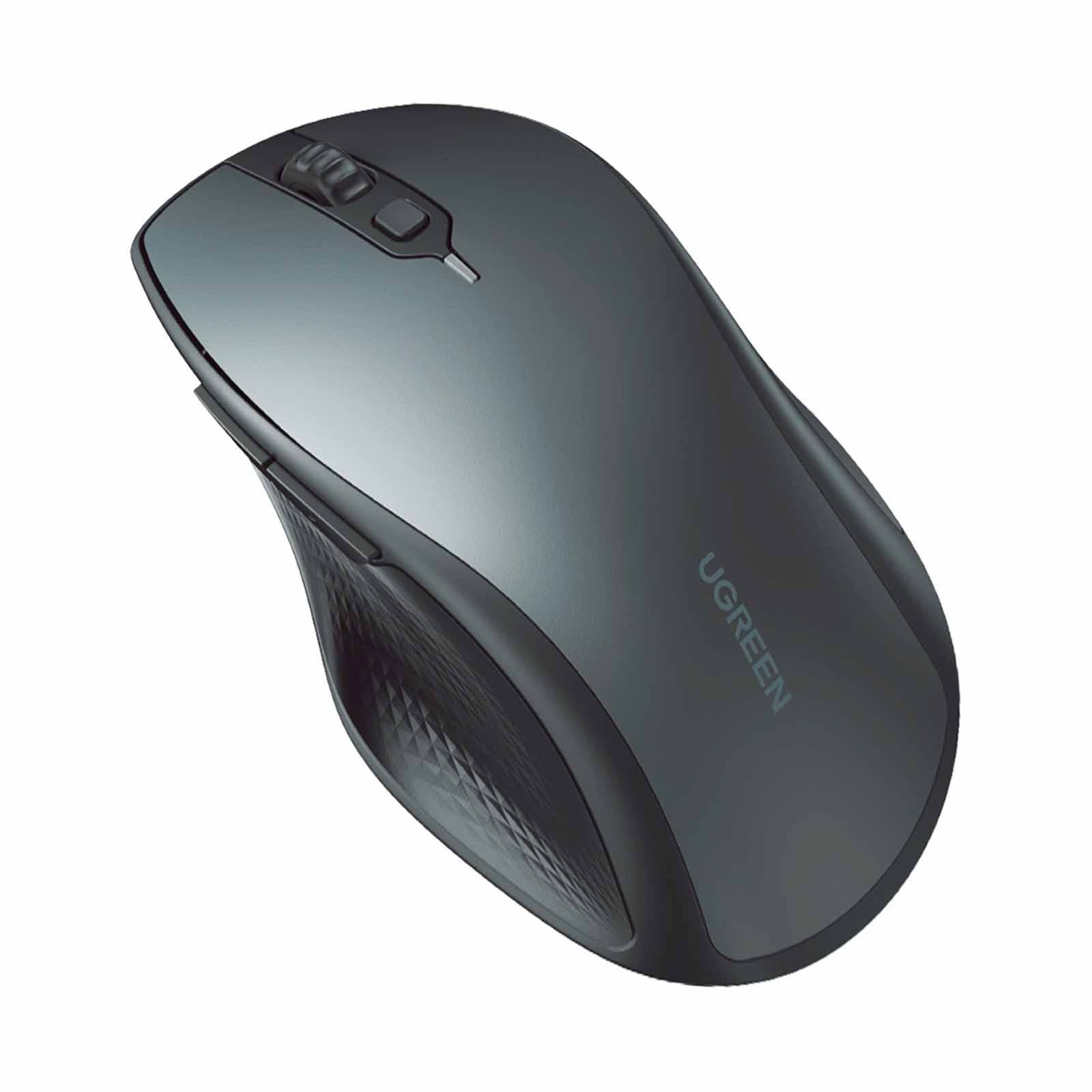 UGREEN 15803 Mu101 2.4G + Bluetooth 4000DPI Ergonomic Wireless Mouse with Batteries, Blue Gray