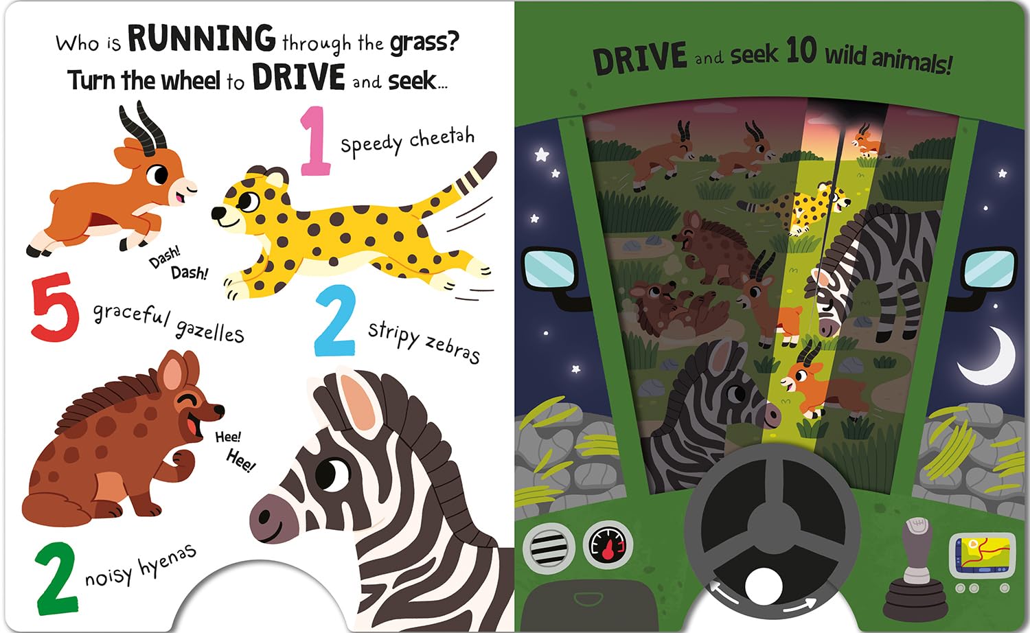 Drive & Seek Safari - A Magic Find & Count Adventure (Drive & Seek - Magic Headlight Books) Board book