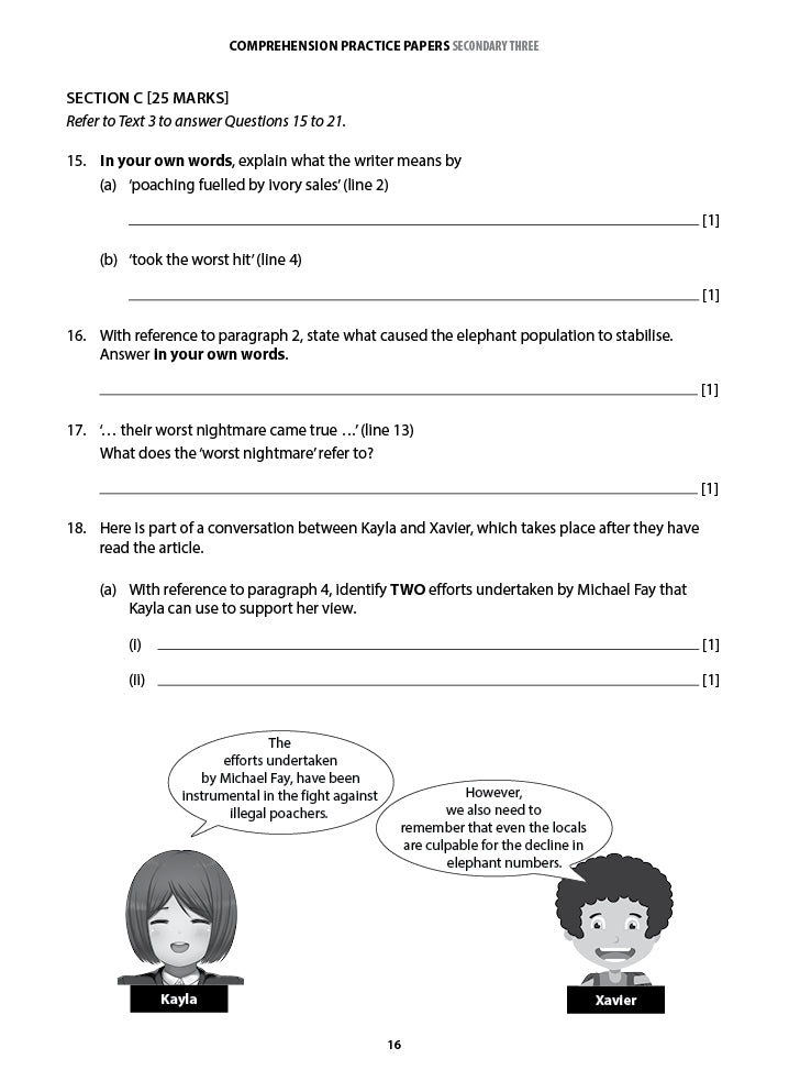 Secondary 3 Eng Comprehension Practice Papers