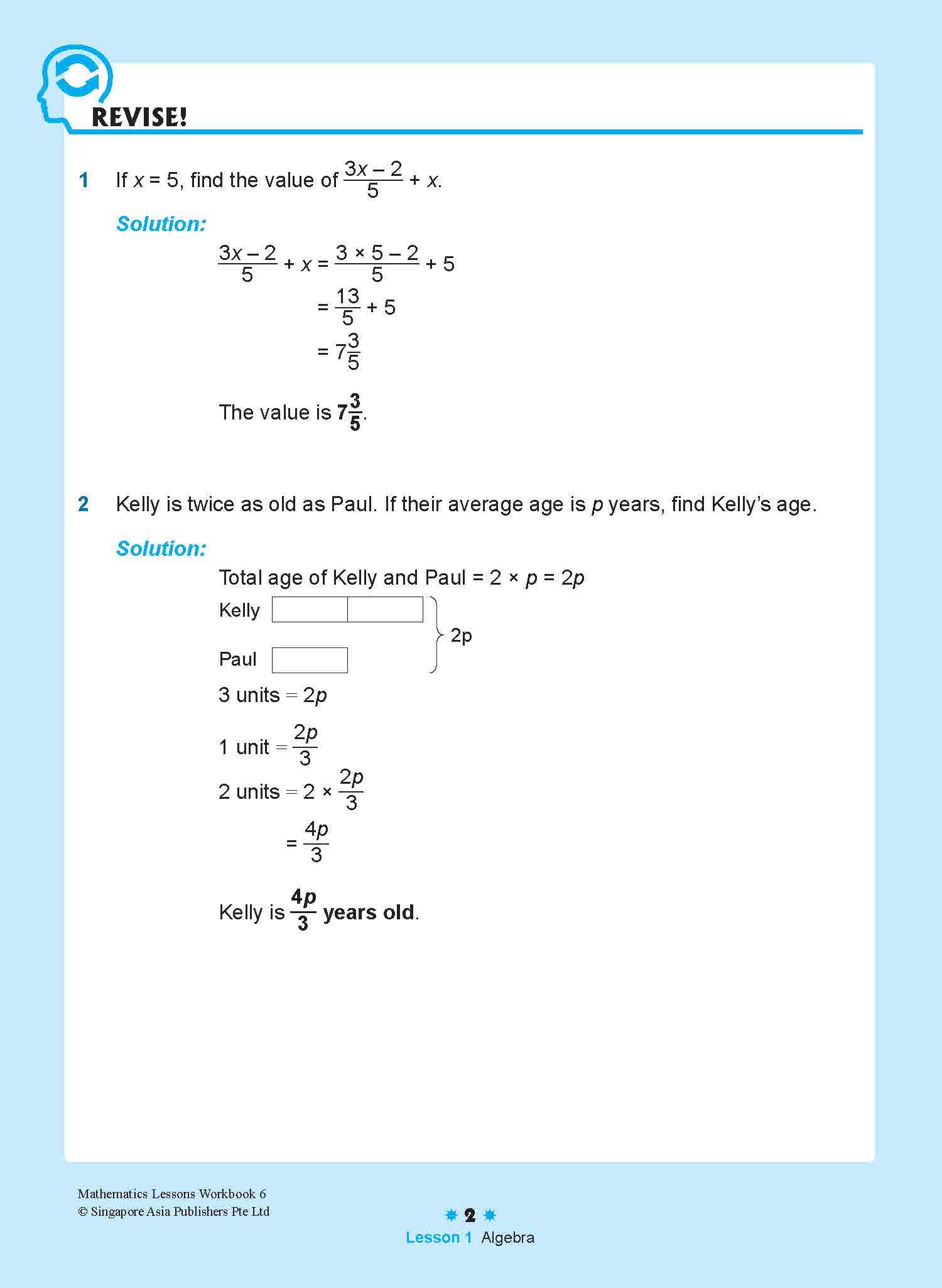 Mathematics Lessons Workbook 6