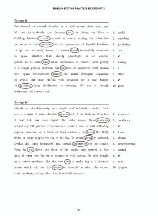 English Editing Practice Secondary 3 Express/normal(academic)