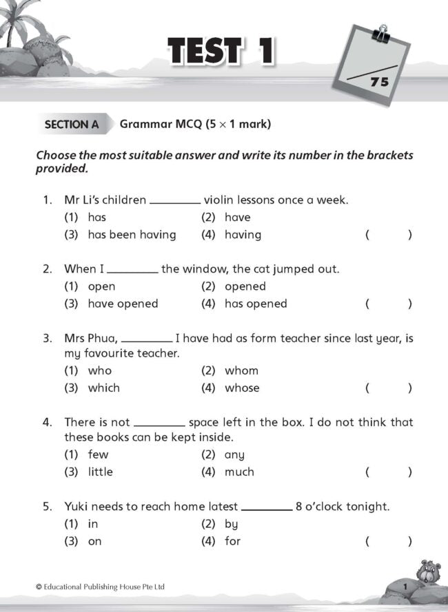 Primary 4 English Class Tests