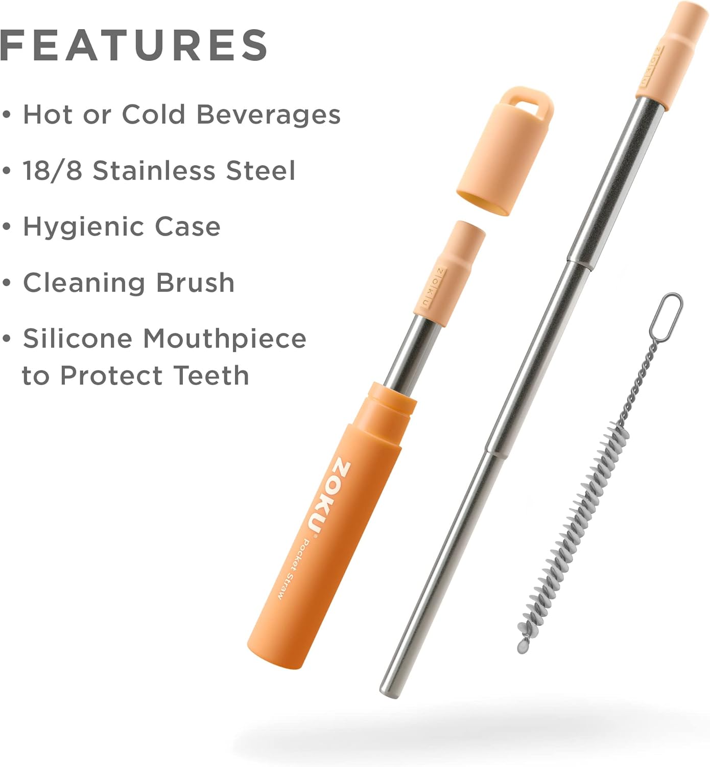 Zoku Two Tone Pocket Straw - Orange
