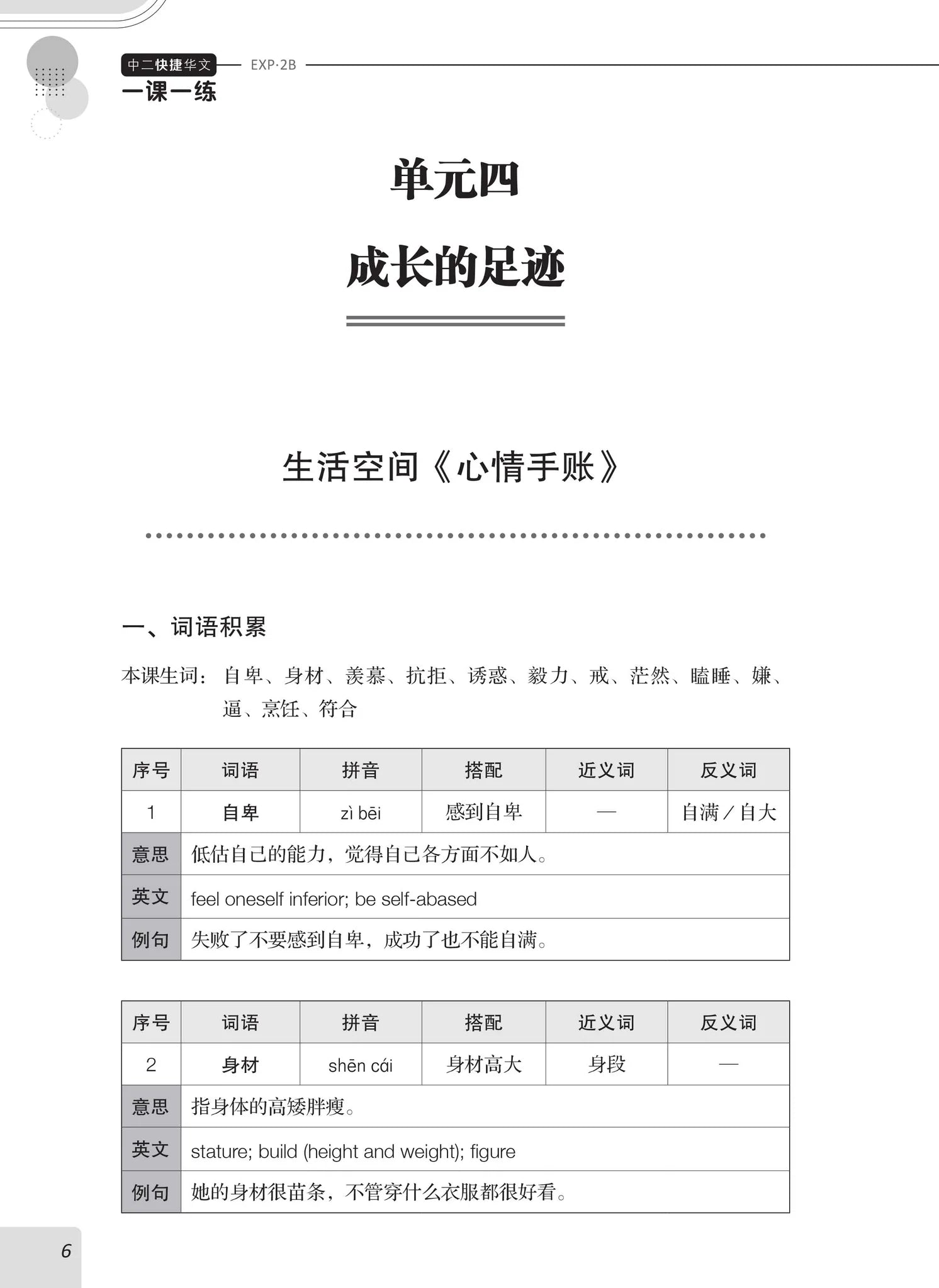 Secondary 2B Express 一课一练 • 中二快捷华文下册/A Practical Handbook-Express 2B