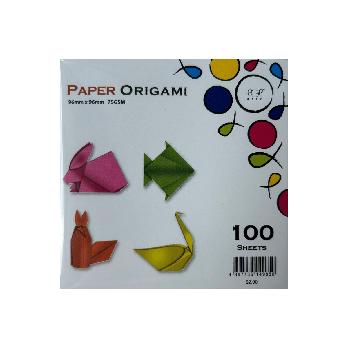 POP Artz Origami Paper 84GSM 100'S
