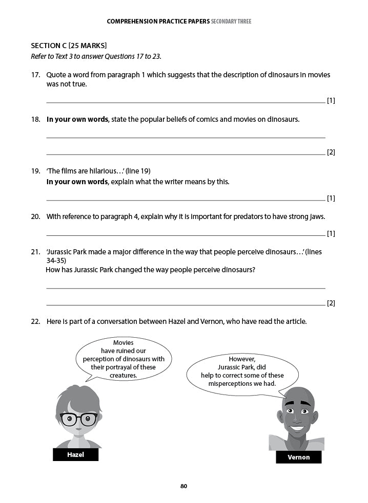 Secondary 3 Eng Comprehension Practice Papers