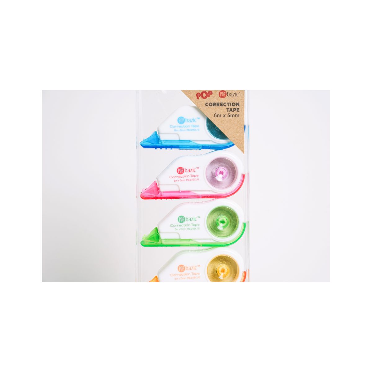 Pop Bazic Correction Tape 5mm x 6m (6-Pack) pb915x/6