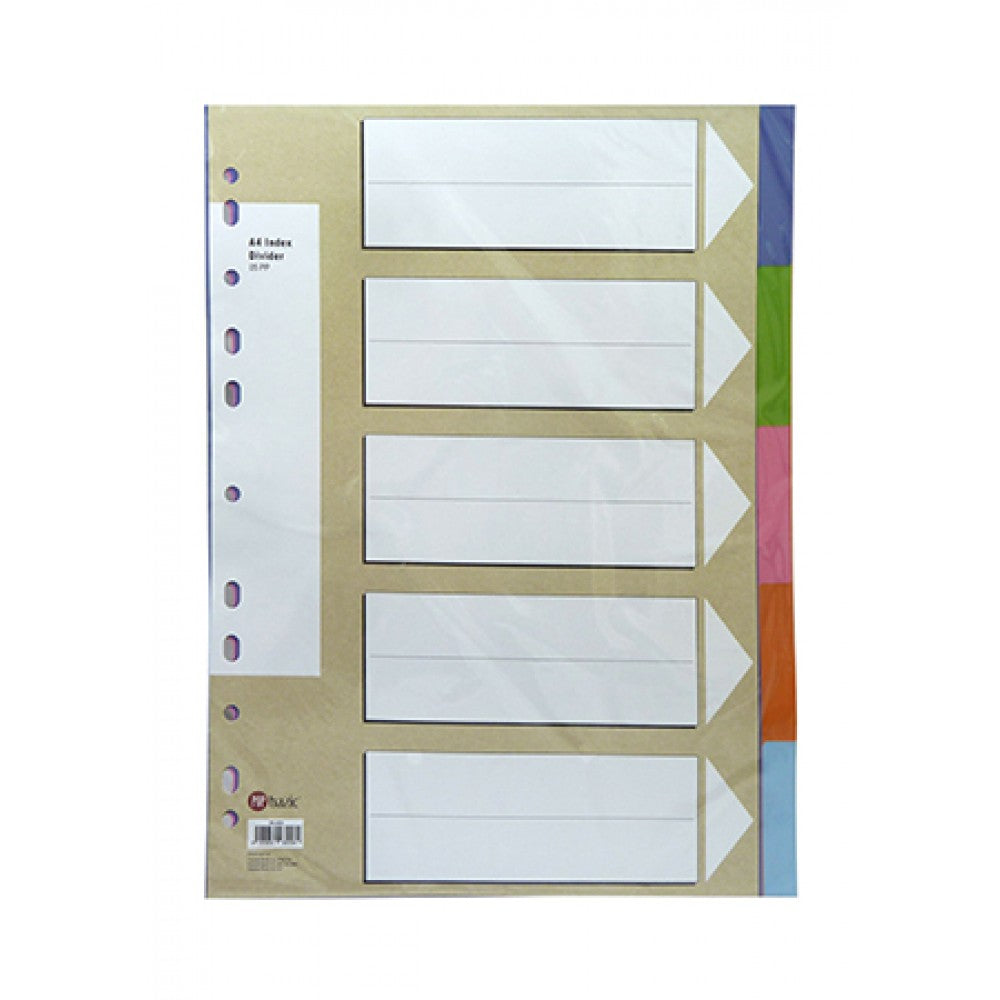 POP BAZIC Colour PP Dividers A4 - 5 Colours
