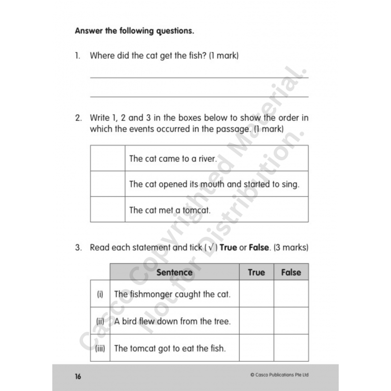 English Comprehension Worksheets Primary 1