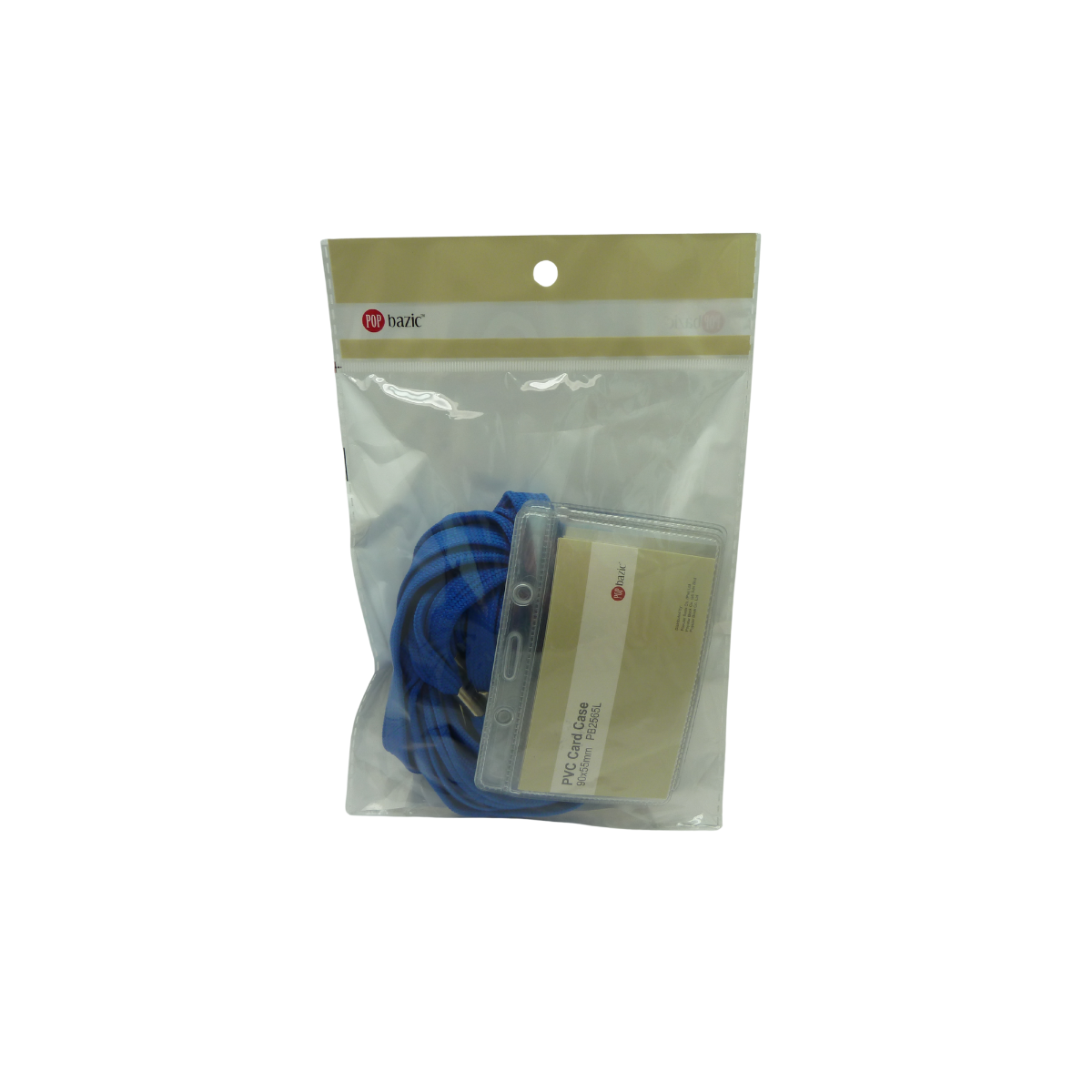 POP BAZIC PVC Card Case 90MM x 55MM (Horizontal) with Landyard 5's - Bue