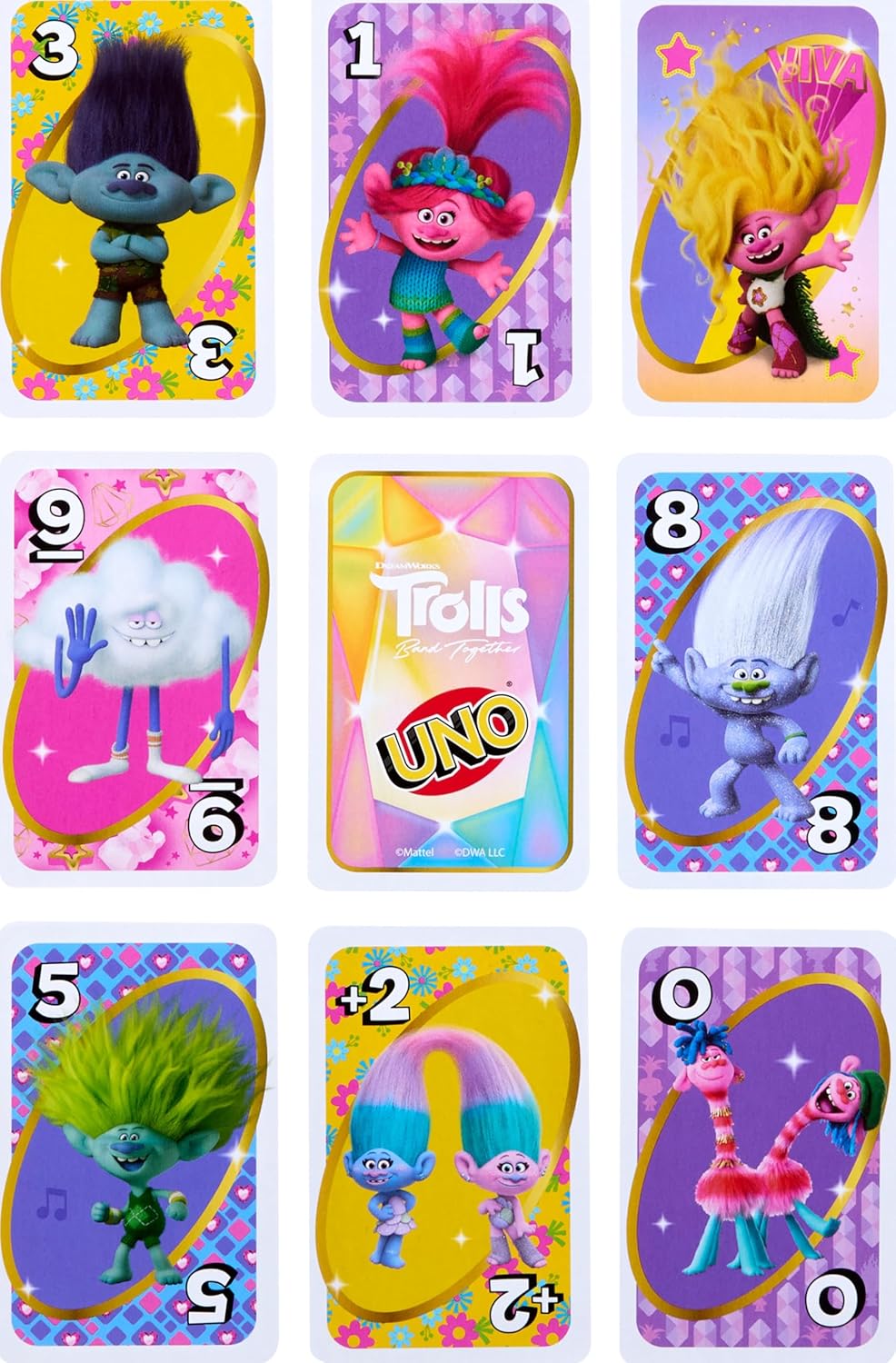 MATTEL UNO TROLLS 3 BAND TOGETHER CARD GAME