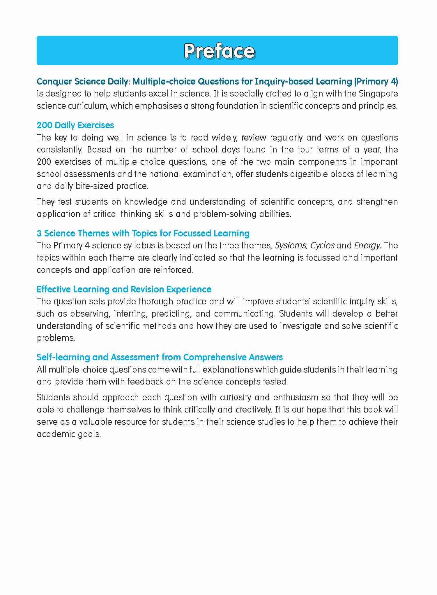 Conquer Science Daily Multiple-choice Questions for Inquiry-based Learning Primary 4