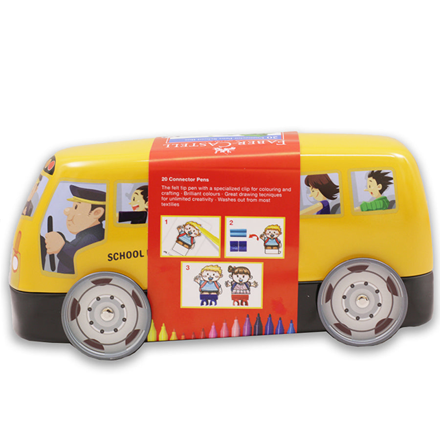 Faber-Castell Connector Pen Colour Marker Set in School Bus, Set of 20-155021