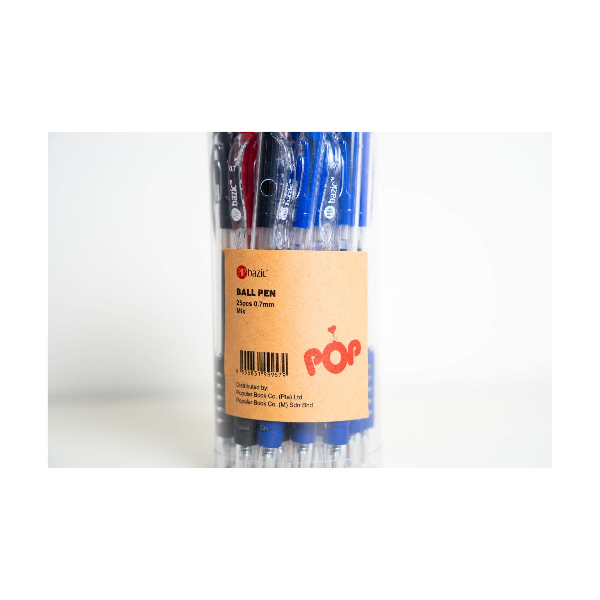 Pop Bazic Semi-Gel Ballpoint Pen 0.7mm Assorted Colours (Pack of 25)