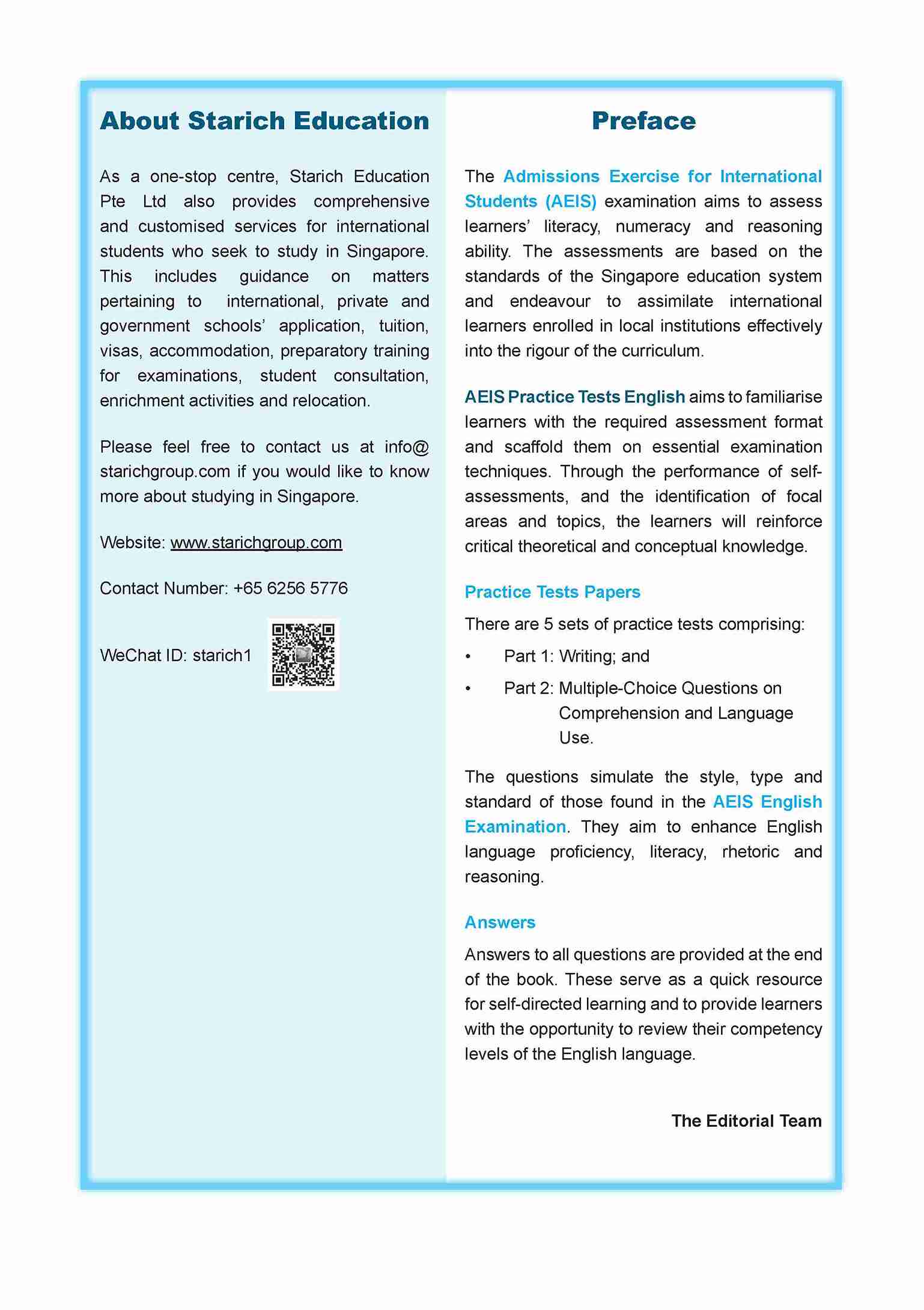 AEIS Practice Tests ENGLISH – Secondary 1 (12 to 14+ Years)