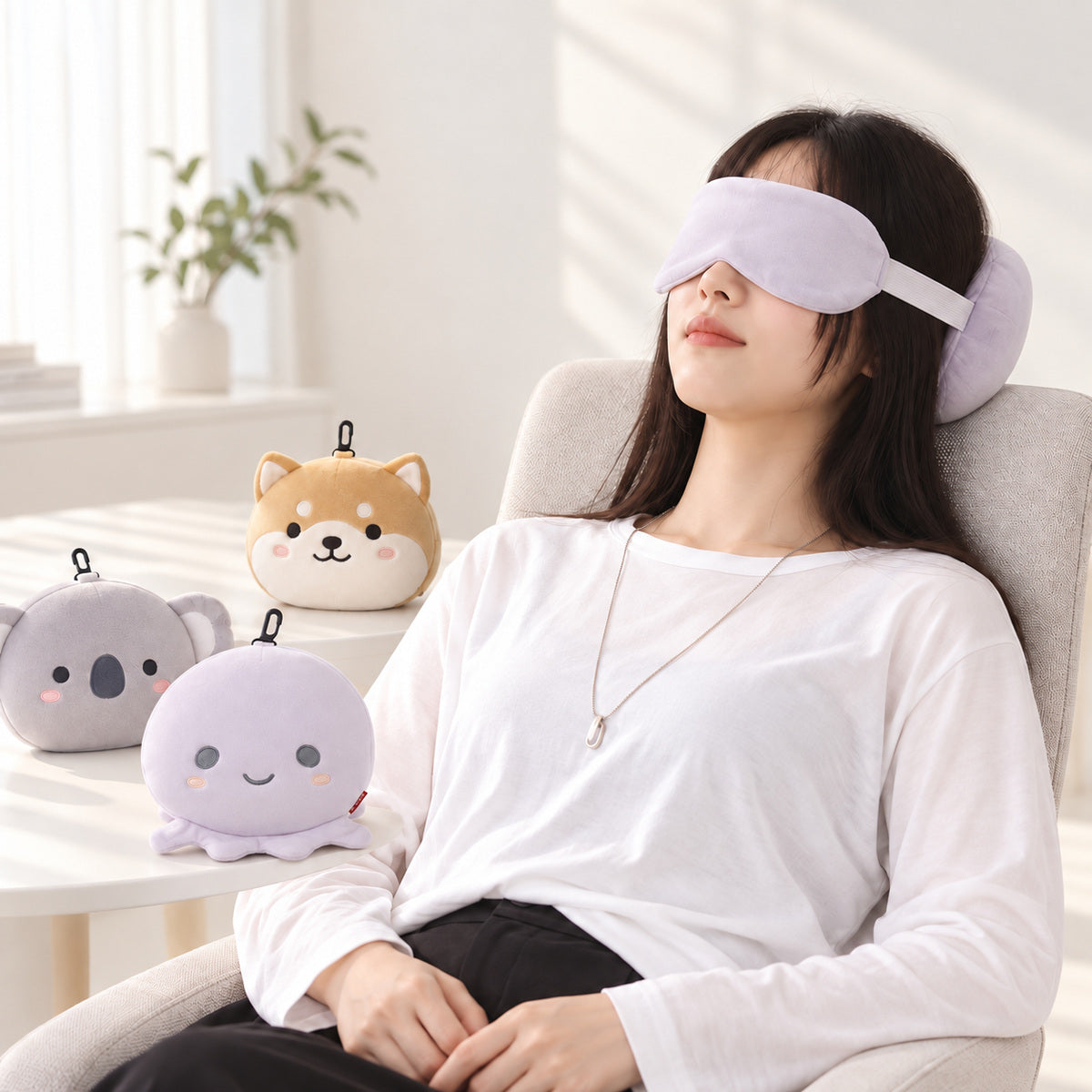  2 In 1 Plush Eye Mask And Head Rest Cushion - Pastel Octopus 