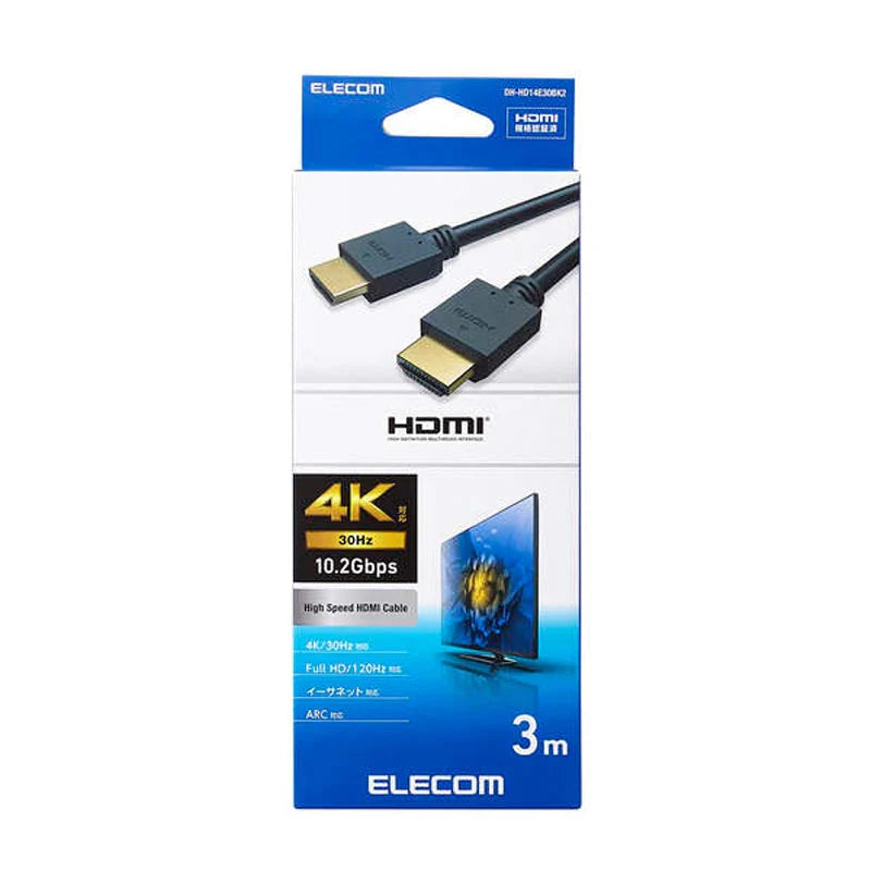 Elecom DH-HD14E30BK2 Ver 1.4 High Speed HDMI Cable 3m (Black)