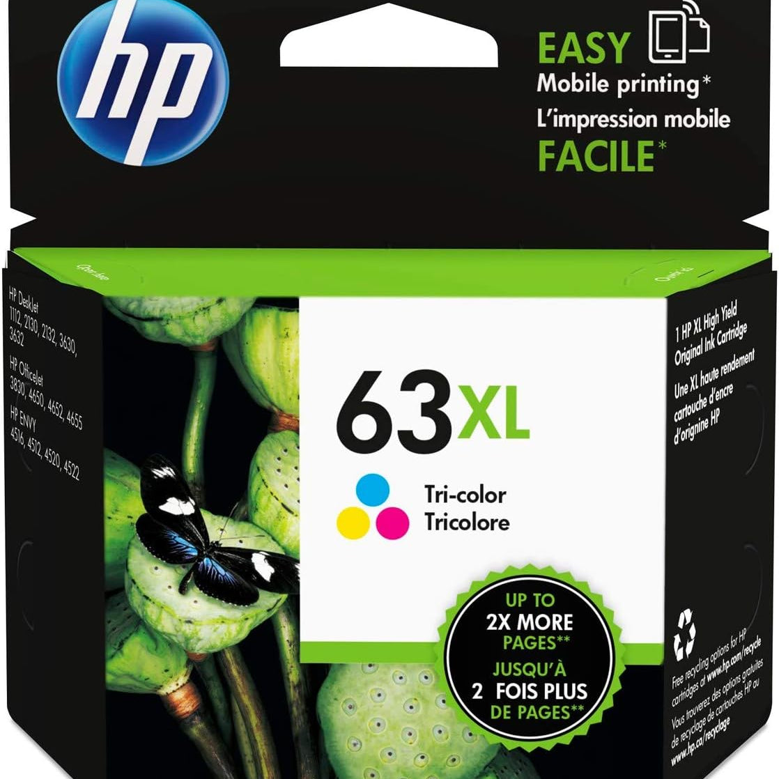 HP 63XL Tri-Color Original High Yield Ink Cartridge 