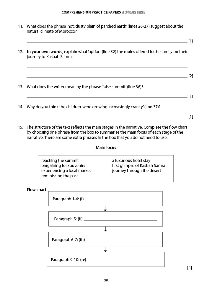 Secondary 3 Eng Comprehension Practice Papers