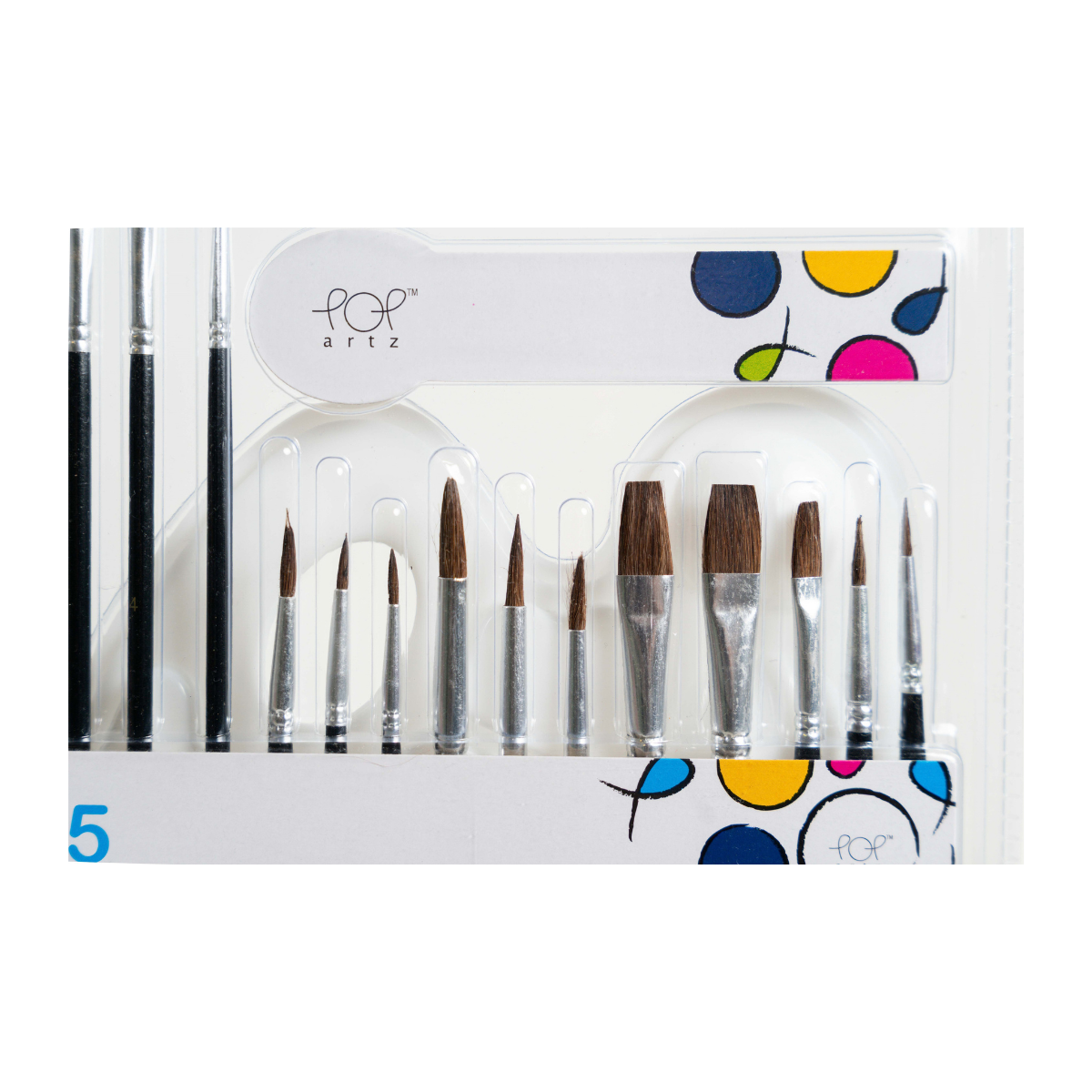 Pop Artz Paint Brush Set - 15 Pieces with Plastic Palette (A1002638)