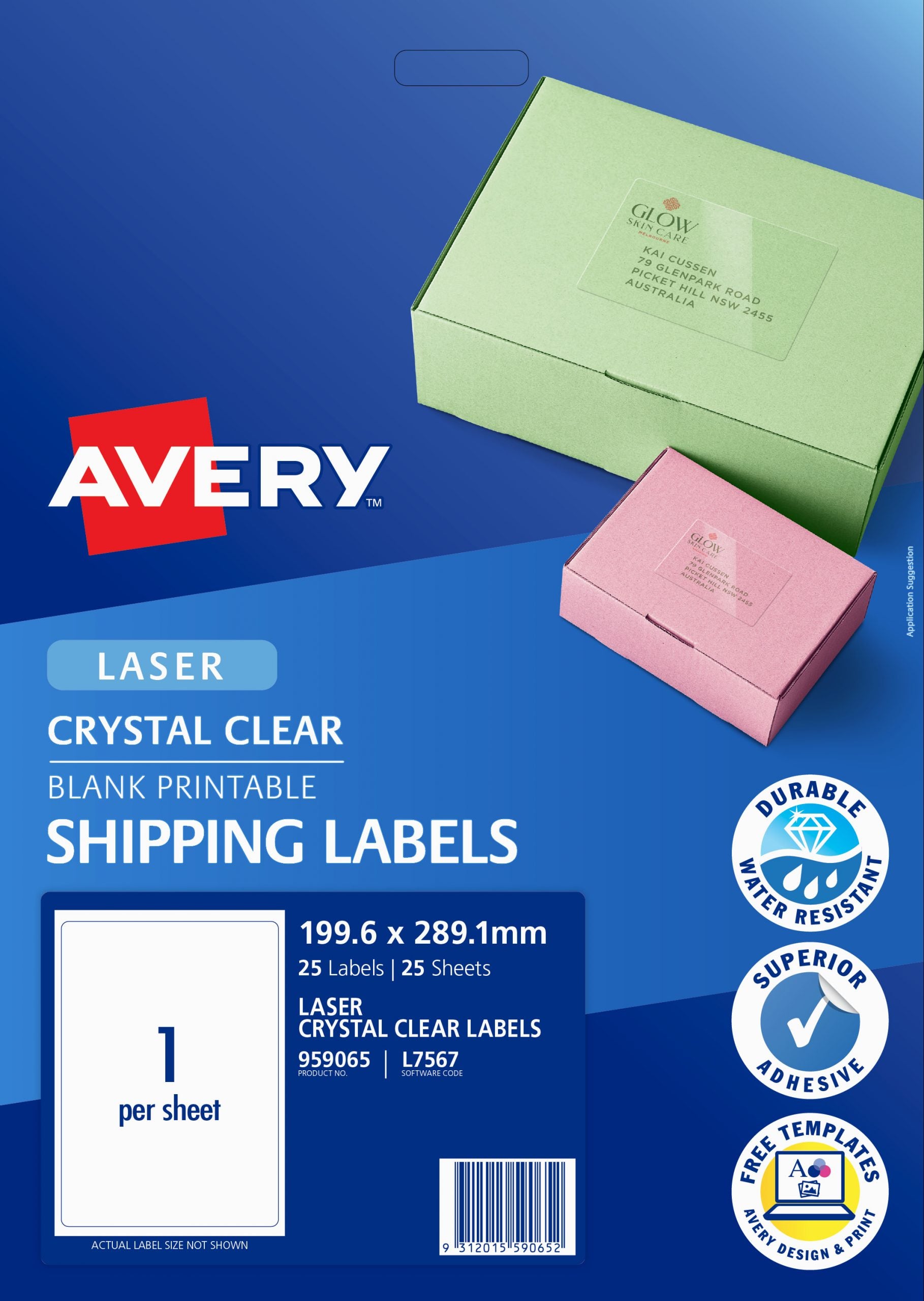 AVERY CLEAR LASER LABEL L7567-25
