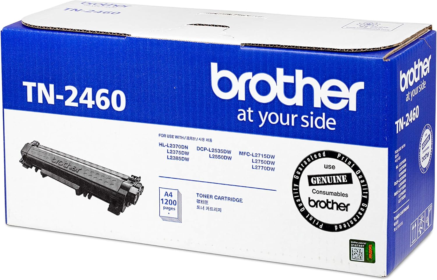 Brother TN-2460 ASA Original Toner Cartridge Compatible with DCP/HL/MFC, 1200 Pages, Black