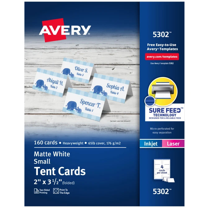 AVERY TENT CARD 4/SHT 5302