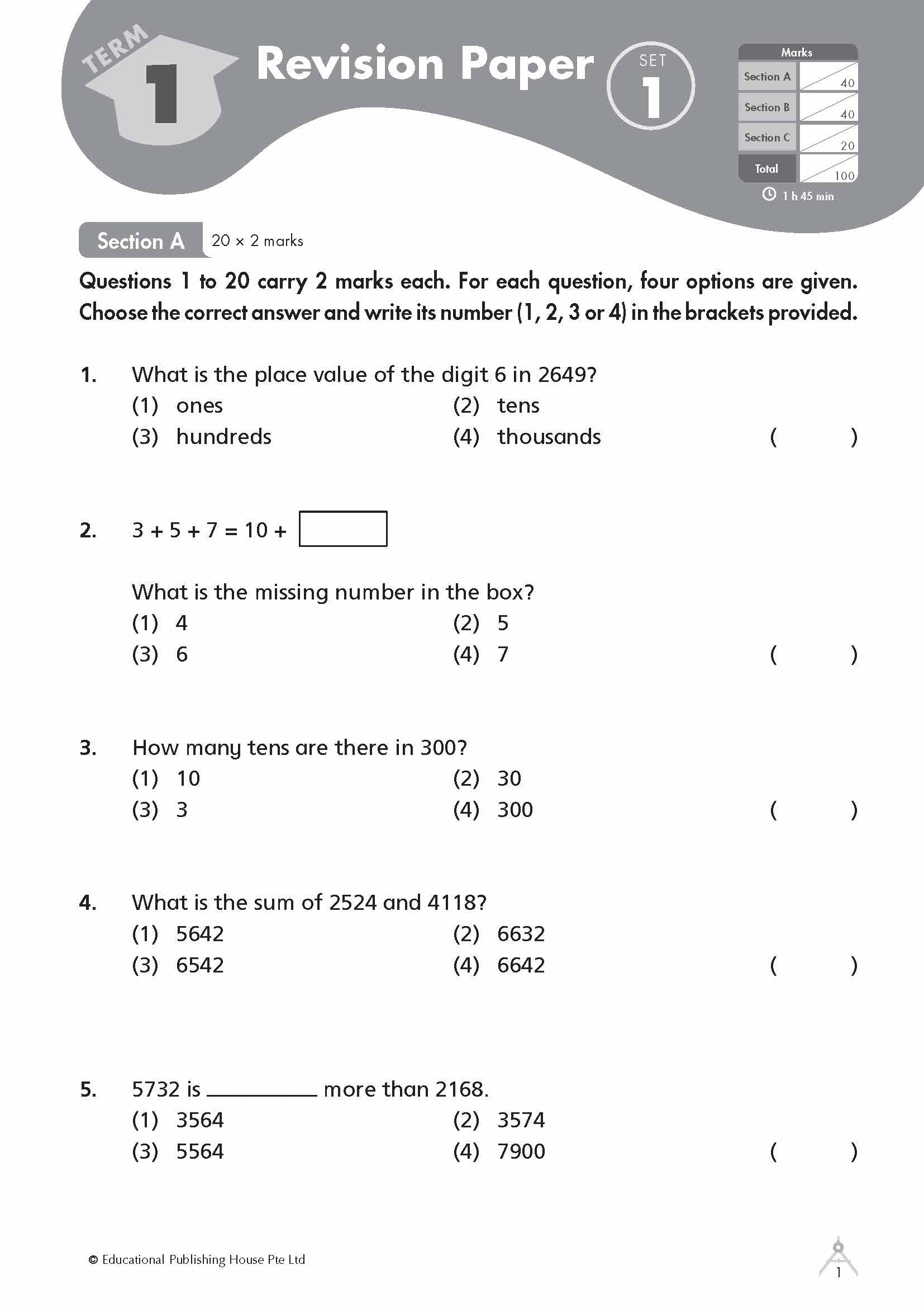 Primary 3 Maths Revision Papers