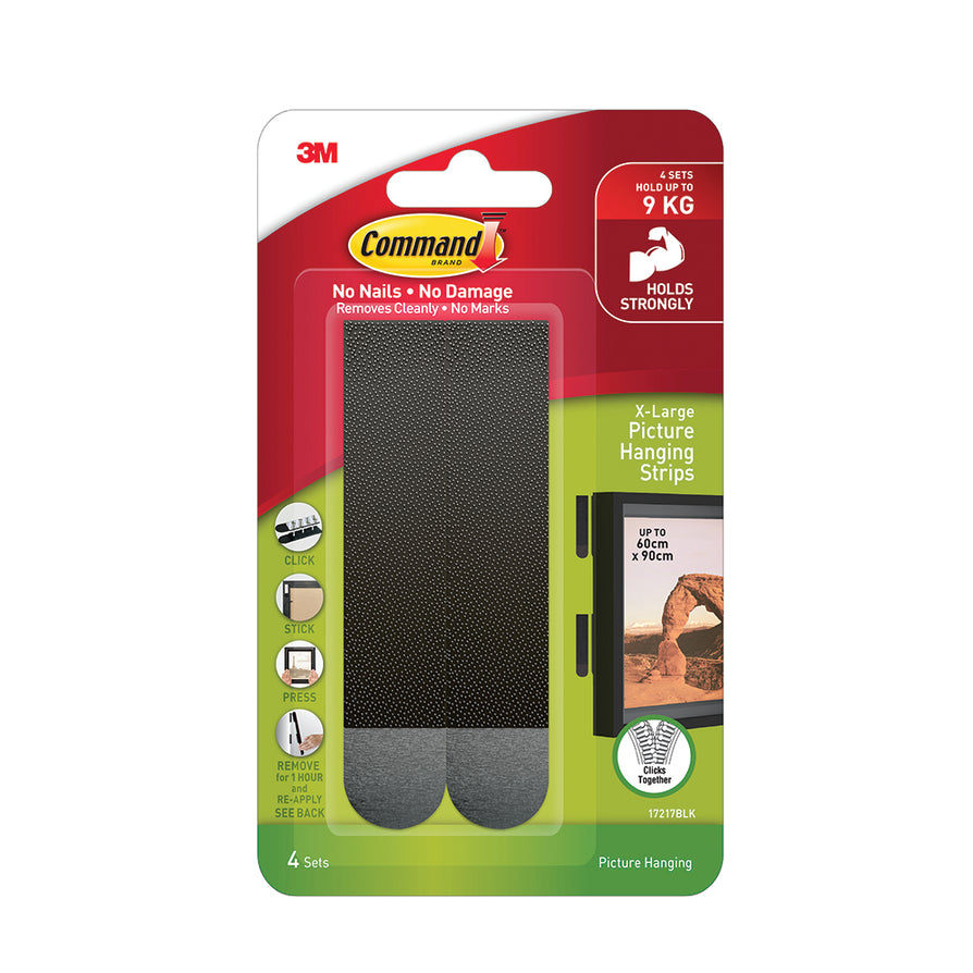 Command™ 17217BLK-ES X-Large Picture Hanging Strips, Black