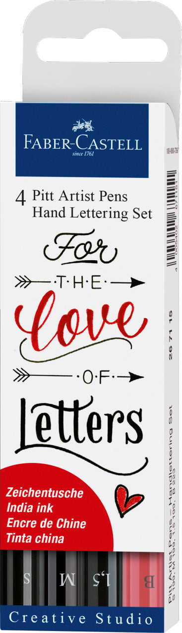 Faber-Castell Pitt Artist Pen, Hand Lettering, Wallet of 4-267115