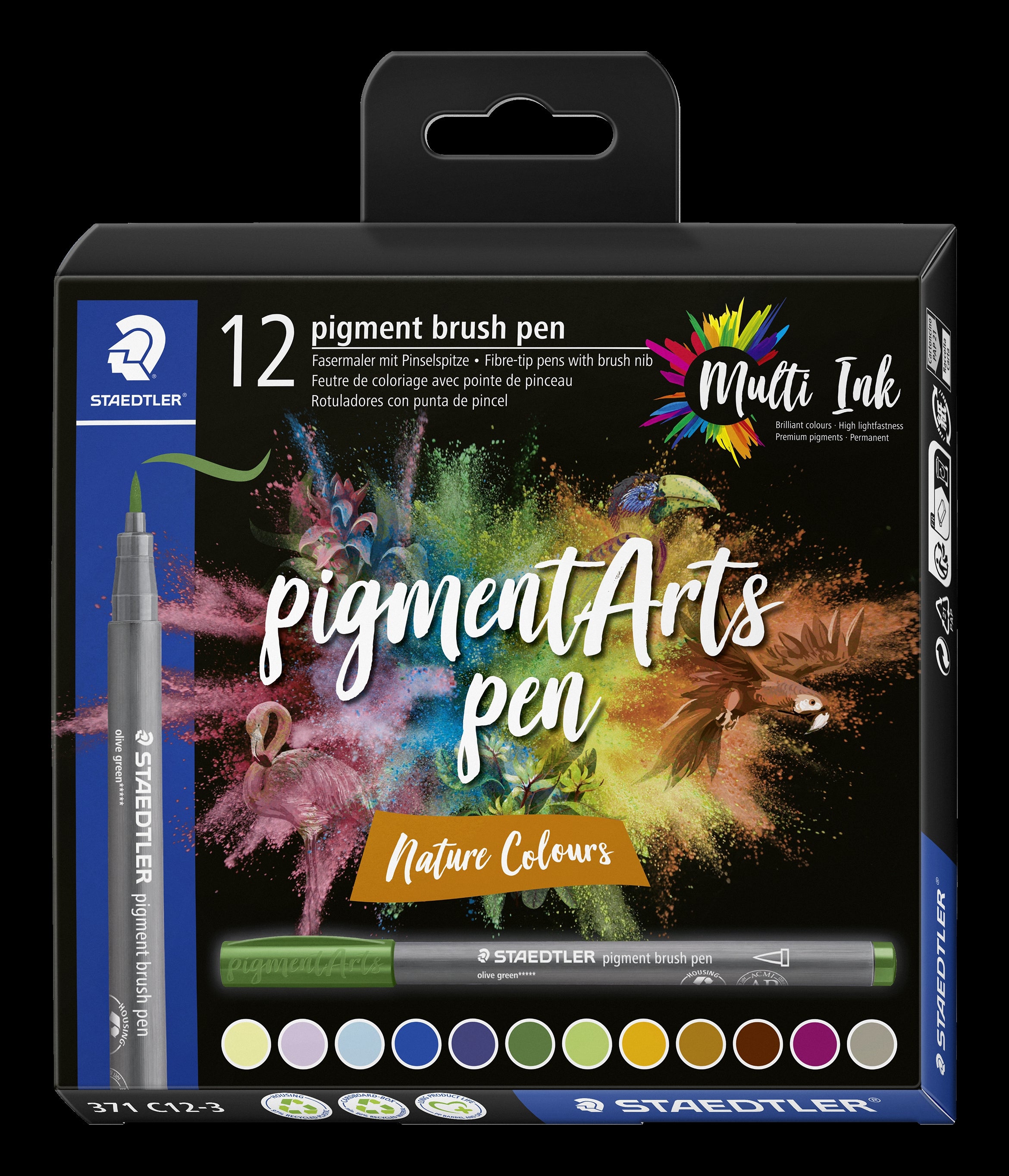 Staedtler Pigment Brush Pen 12's Nature Colour