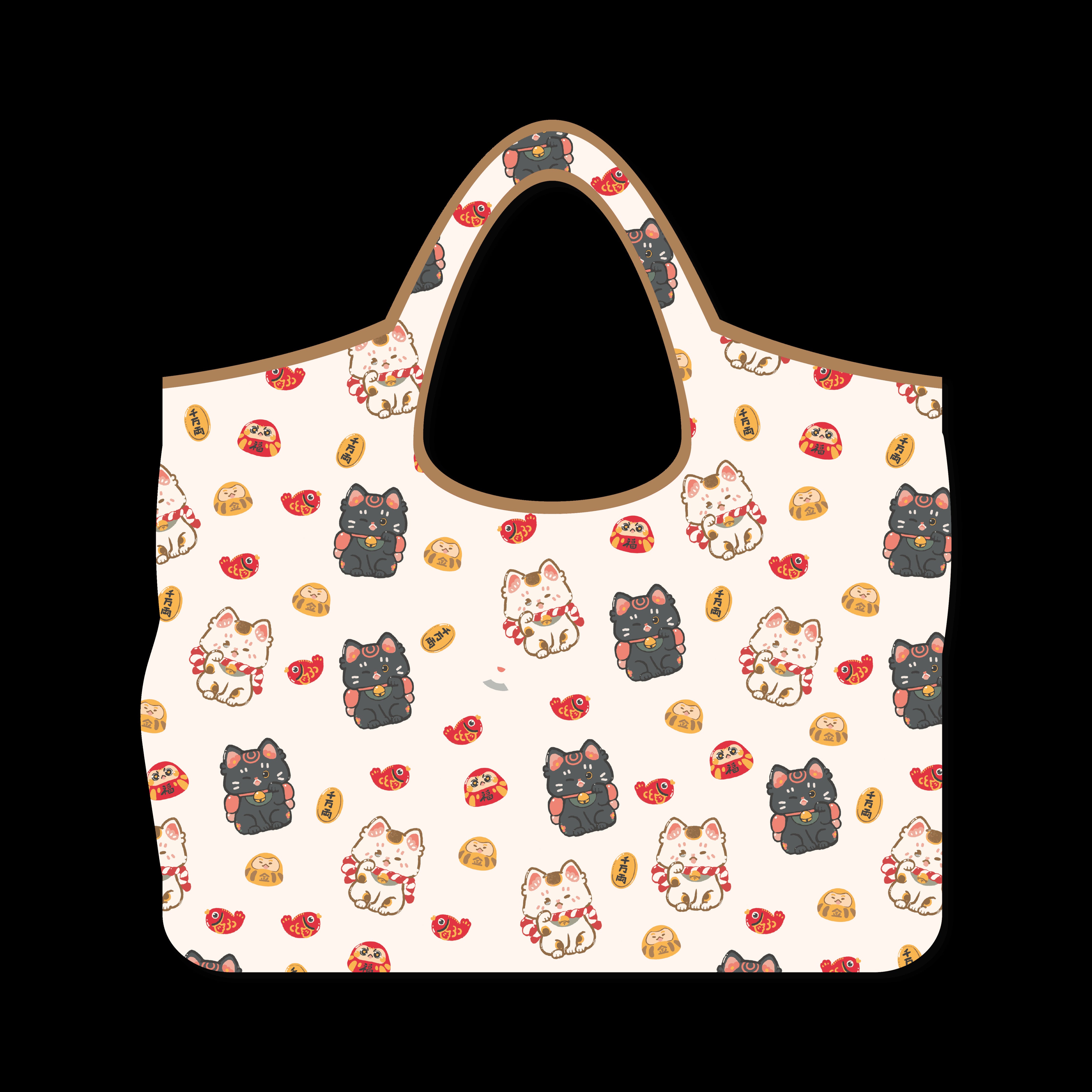 Popular X Fujinya Foldable Tote Bag 2'S Set - Red & Cream