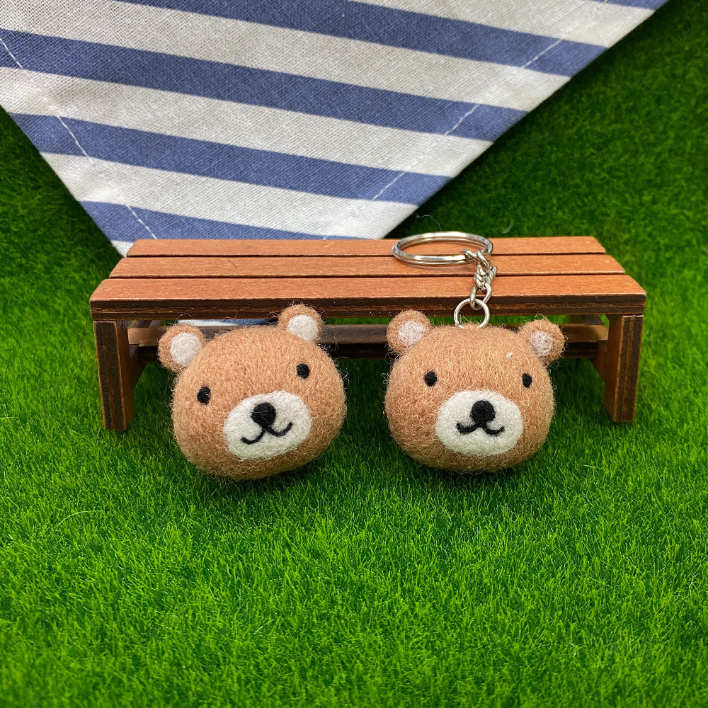 DIY Animal Felting Key Charm - Macchiato Bear