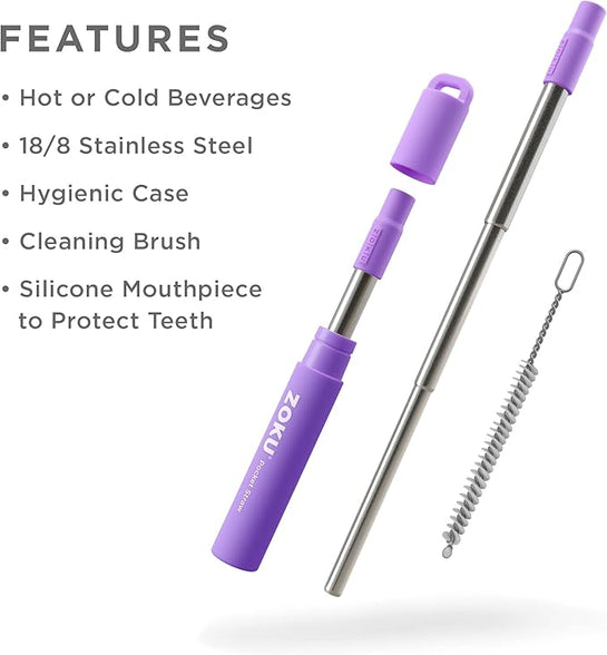 Zoku Two Tone Pocket Straw - Purple