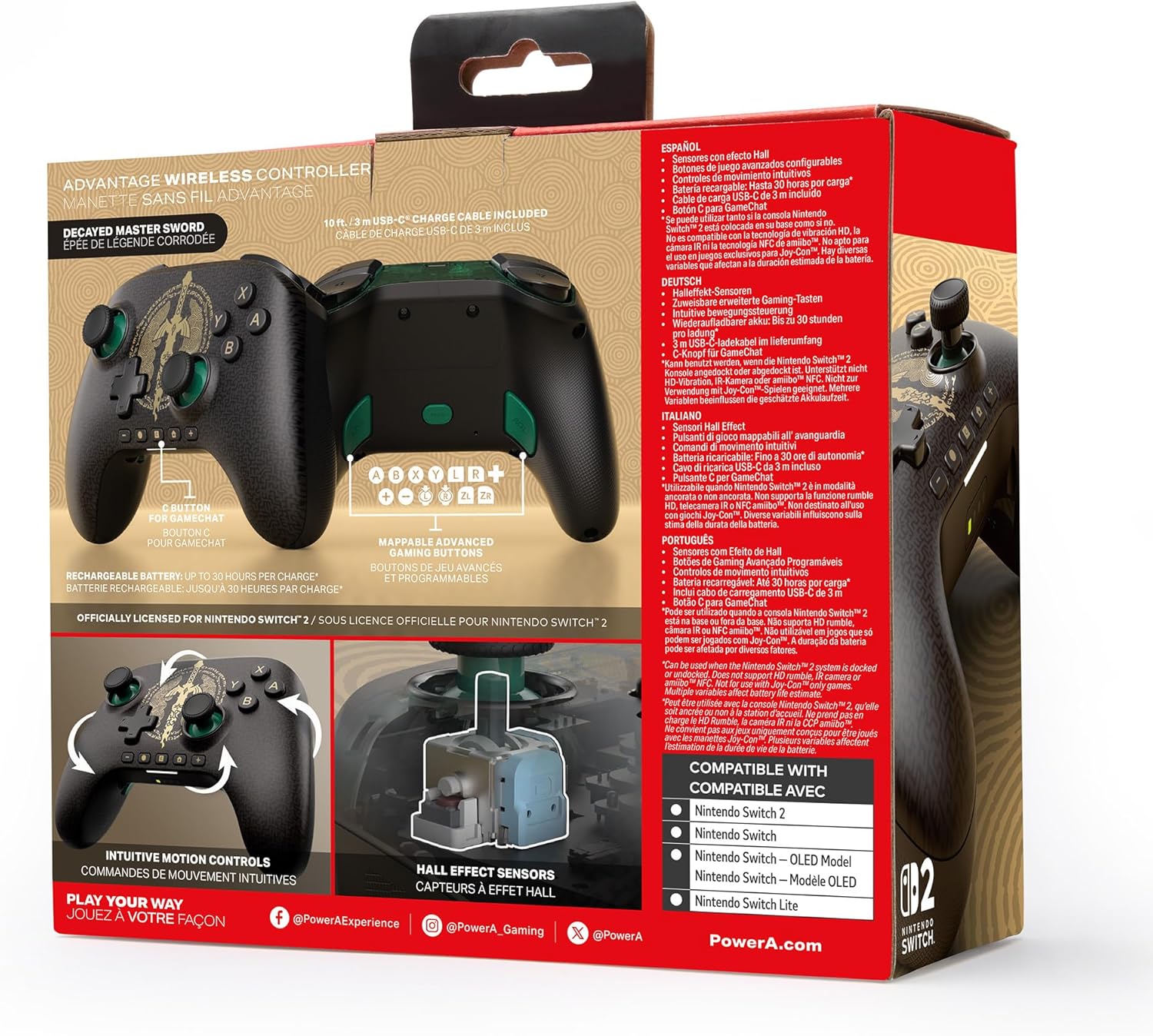 PowerA Advantage Wireless Controller for Nintendo Switch 2 - Decayed Master Sword