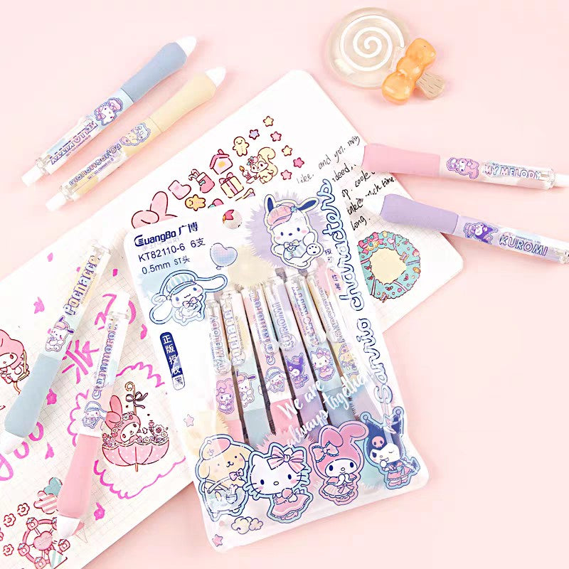  Sanrio Characters Retractable Gel Pen Set 0.5mm - 6pcs Set 