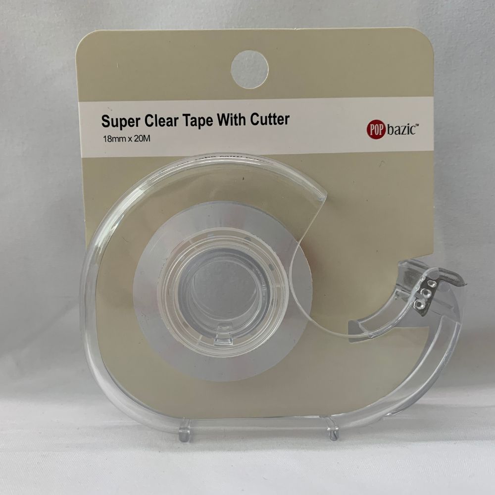 POP BAZIC Super Clear Tape with Cutter 18MM x 20M