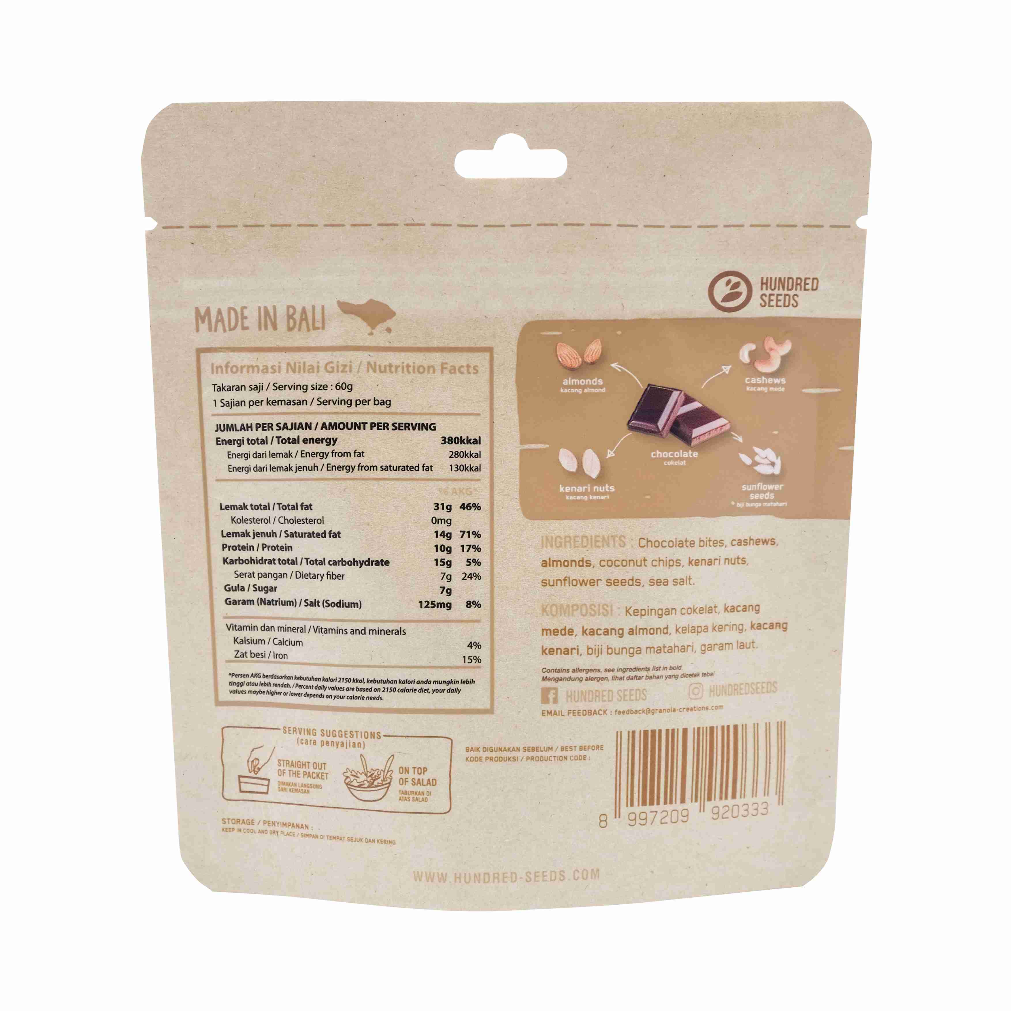 Hundred Seeds Fruity Nuts Creation 60gms Choco Nut Delight