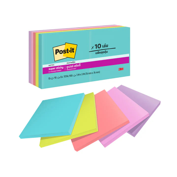 Post-it® 654-10SSMIA Supernova Neon Super Sticky Notes, 3x3" 10pads
